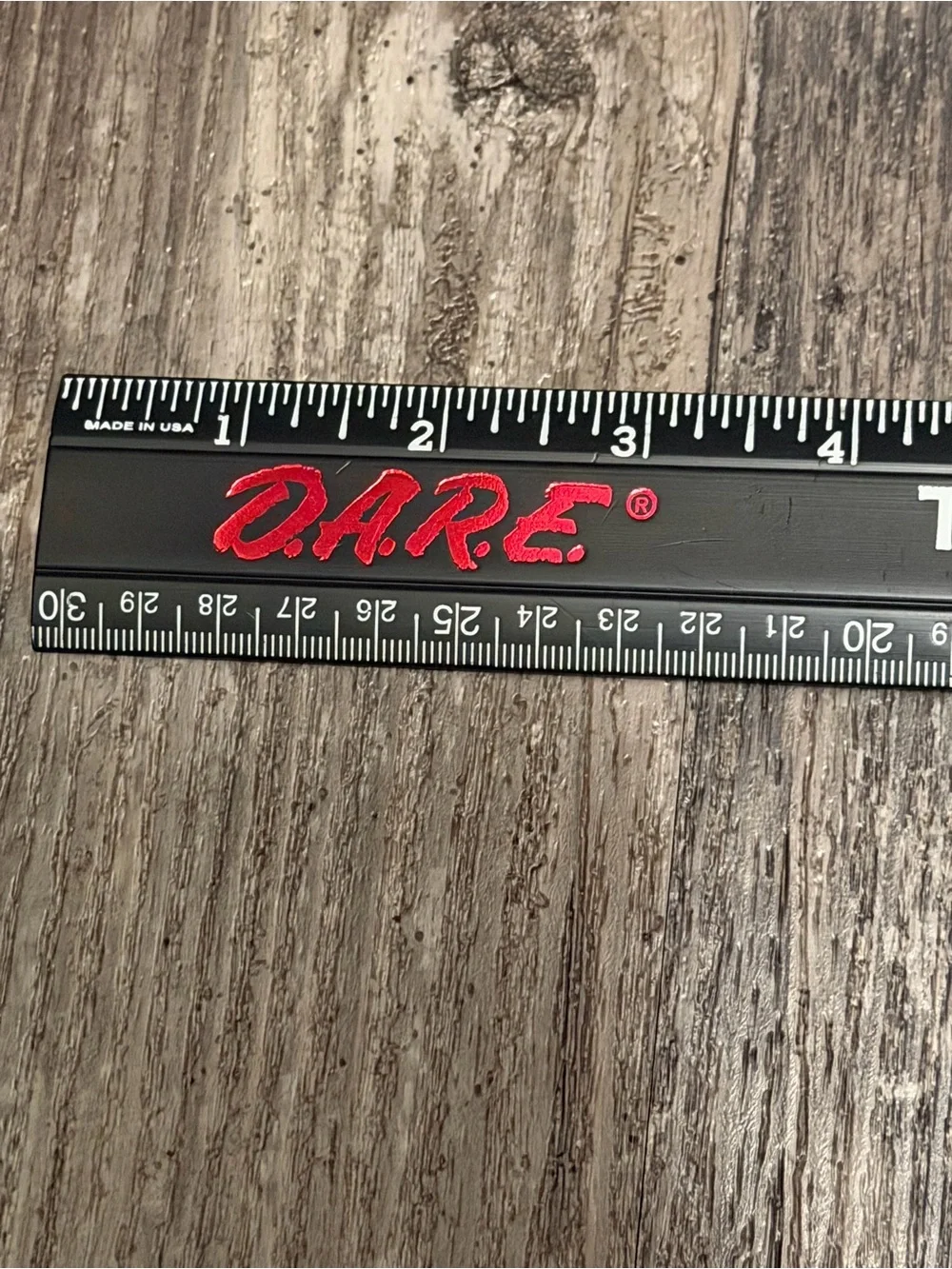 Vintage - D.A.R.E To Keep Kids Off Drugs Black Plastic Ruler 12" - Picture 3 of 4